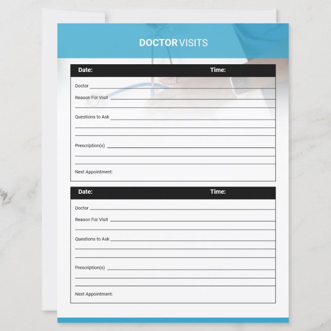 Doctor Visit Planner Template (Baksida)