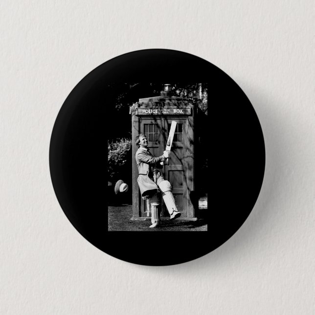Doctor Who Peter Davison Cricket Tardis 1981 Tank  Knapp (Framsida)