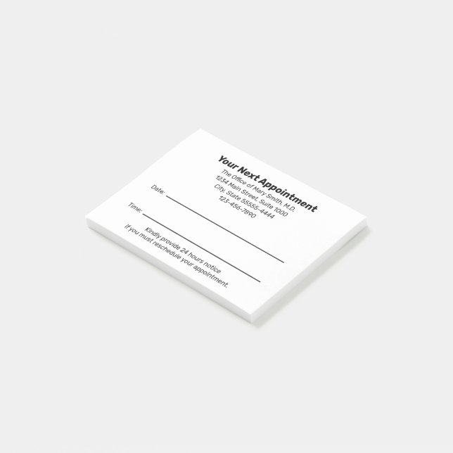 Doctor's Office Your Next Appointment Reminder Post-it Block (Vinklad)