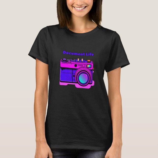 Document Life Camera Photography Retro Vintage T Shirt (Framsida)