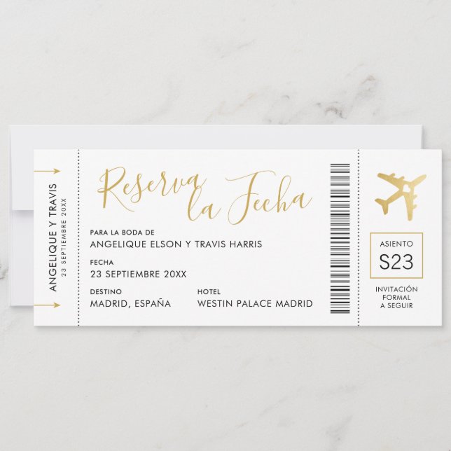 Documento de Embarque del Avión Reserva la Fecha Meddelande (Framsida)