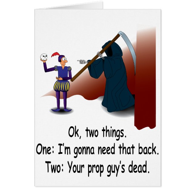 Död arrangerar på hälsningskort (Framsidan)