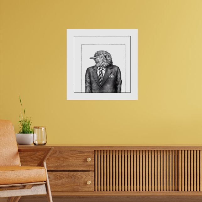 Död fågel i Black Kostym (Snö) Poster (Vardagsrum 2)