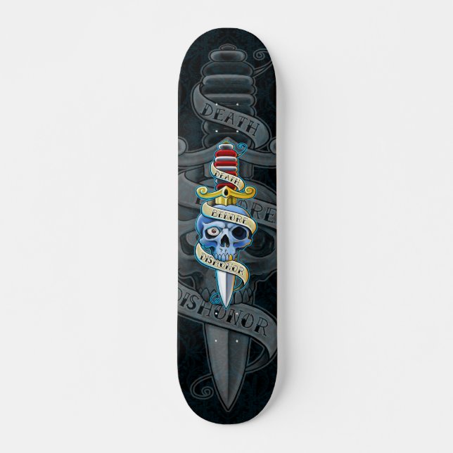 Död för skamknivardesign old school skateboard bräda 18 cm (Framsida)