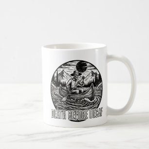 Död före Decaf Skeleton Canoe Design Kaffemugg