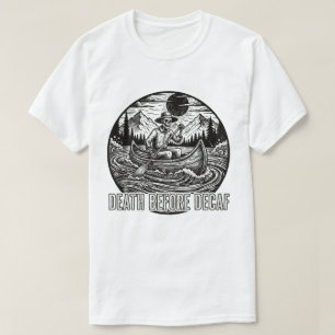 Död före Decaf Skeleton Canoe Design T Shirt