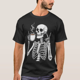 Död före Decaf - Skeleton Coffee Älskare Design T Shirt