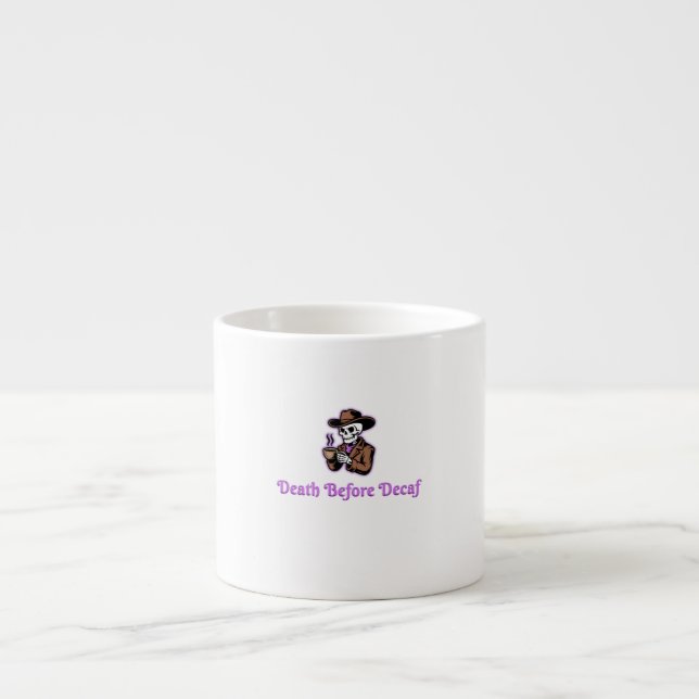 Död före Decaf - Skeleton-kaffe Espressomugg (Framsidan)