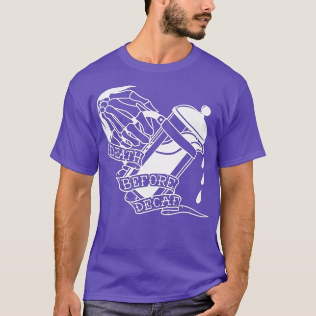 Död före Decaf Tattoart art stil-kaffe T Shirt (Framsida)