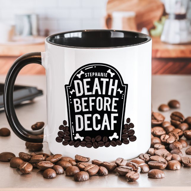 Död Före Kaffe utan Koffein Personlig Gravsten Mugg (Skapare uppladdad)