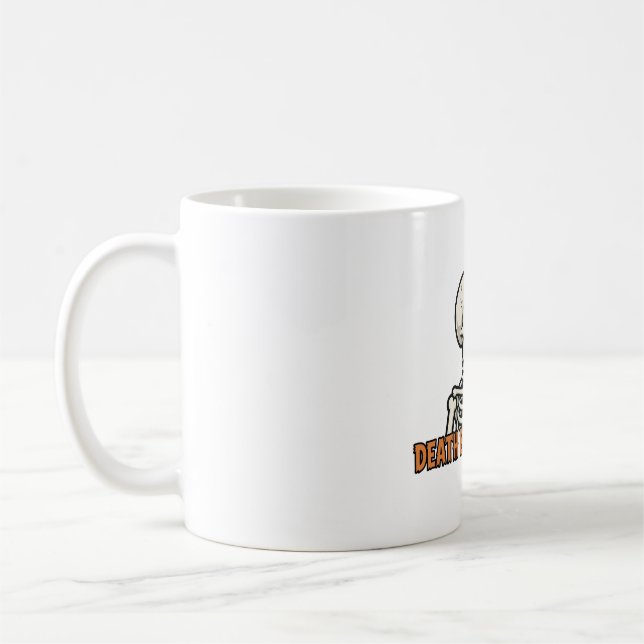 Död före Kaffe utan Koffein Skelett Kaffe Hallowee Kaffemugg (Vänster)