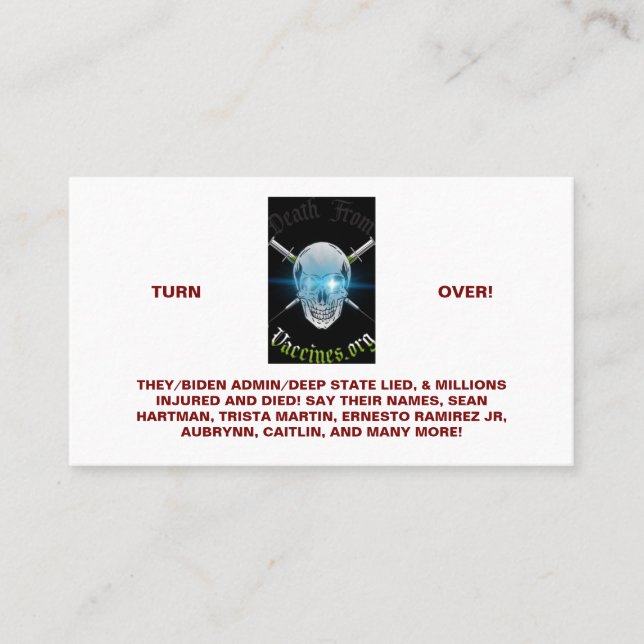Död från vaccin, standardAffärskort Visitkort (Framsida)
