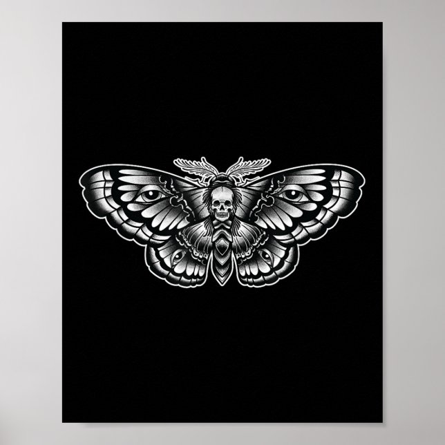 Död Head Moth Tattoo Art-inspirerad symbol Poster (Framsidan)