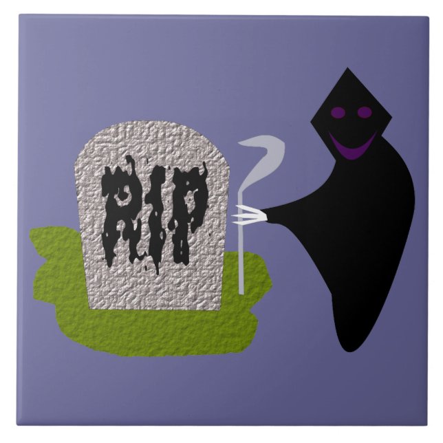 Död i Cemetery Halloween Tile Kakelplatta (Framsidan)