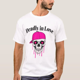 Död i Kärlek Edgy Skull och Heart Ögon T-Shirt