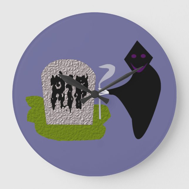 Död i kyrkogården Halloween Wall Clock Stor Klocka (Framsida)