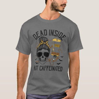 Död insida men koffeinerad skeleton-kaffe t shirt