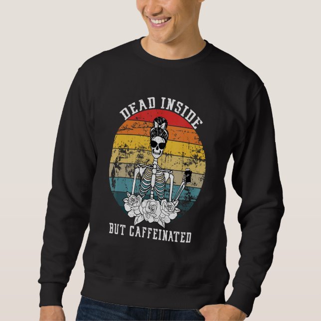 Död insida men koffeinfri Skeleton Flower Coffe Lång Ärmad Tröja (Framsida)