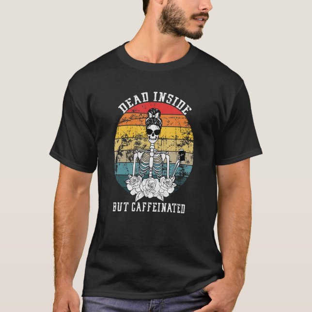 Död insida men koffeinfri Skeleton Flower T Shirt (Framsida)