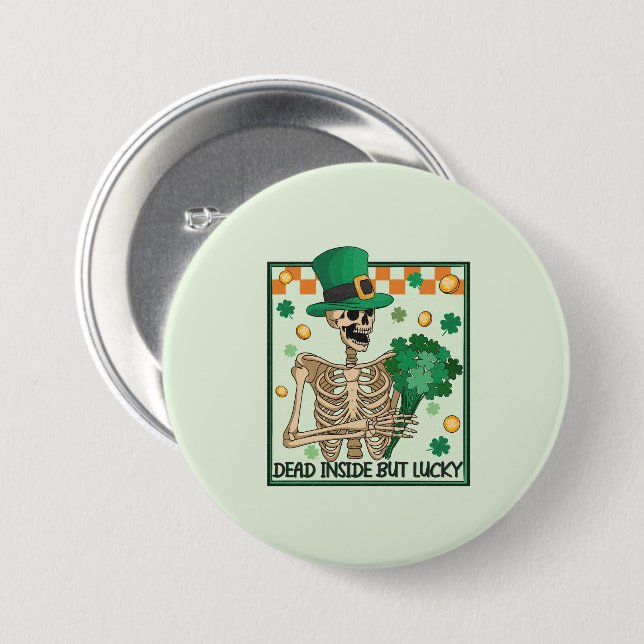 Död insida men Lucky St Patricks Knapp (Framsida & baksida)