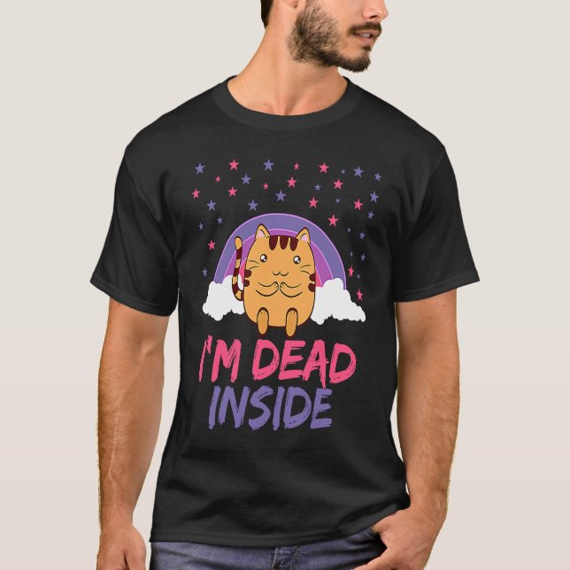 Död Inuti Depression Kan Döda  Söt Katt T Shirt (Framsida)