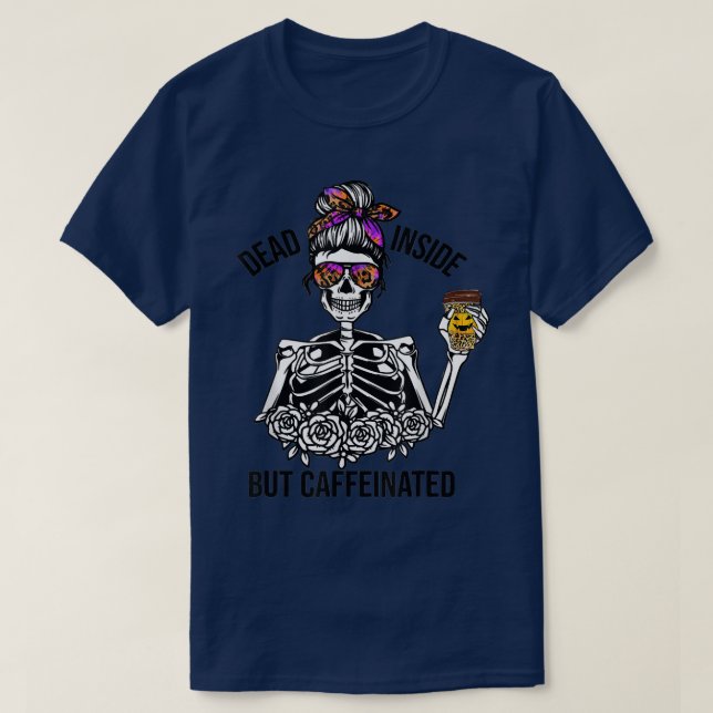 Död inuti koffeinfri tie Dye Leopard Skeleton H T Shirt (Design framsida)