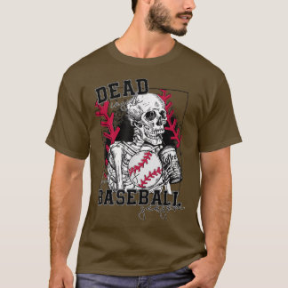 Död inuti men basebollsäsongen rolig skeletton t shirt