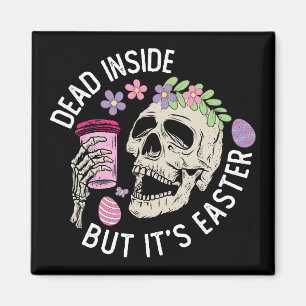 Död Inuti Men Det Är Påsk Dödskalle Kaffe Ägg Magnet