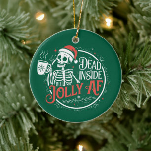 Död Inuti Men Glad Af Dödskalle Jultomte Jul Julgransprydnad Keramik