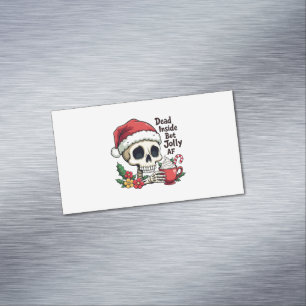 Död Inuti men Glad AF Het Kakao Latte Xmas Döskall Magnetiska Visitkort