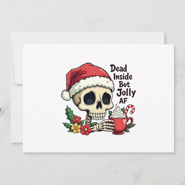 Död Inuti men Glad AF Het Kakao Latte Xmas Döskall Spara Datumet (Framsida)