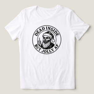 Död Inuti Men Glad Af Rolig Jul Tomte Skelett Jul T Shirt