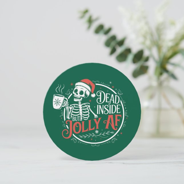 Död Inuti Men Glad Af Skalle Jul Tomte Jul Julkort (Stående Fram)