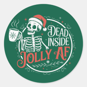 Död Inuti Men Glad Af Skalle Jultomte Jul Runt Klistermärke