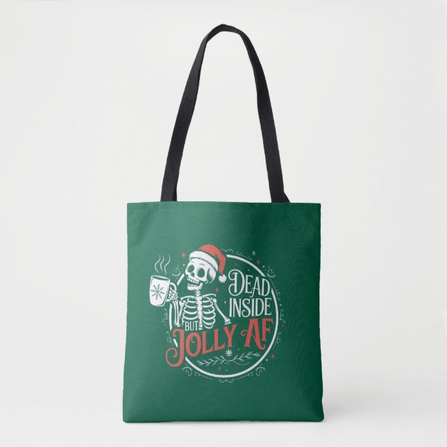 Död Inuti Men Glad Af Skalle Tomte Jul Tygkasse (Framsida)