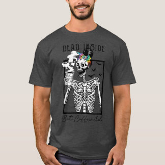 Död Inuti Men Kaffeinducerad Skelett Dricker Kaffe T Shirt