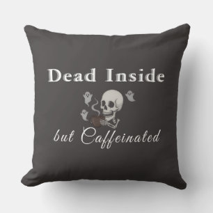 Död Inuti Men Kaffeinerad – Halloween Kudd Kudde