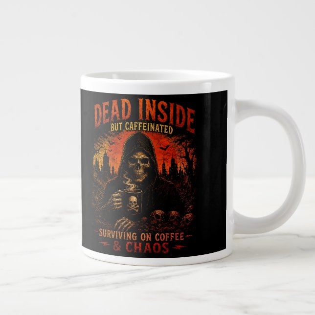 Död Inuti Men Kaffeinerad Rolig Kaffemug Jumbo Mugg (Höger)