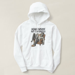 Död Inuti Men Kaffeinerad Rolig Skelett Kaffe Hoodie
