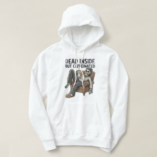 Död Inuti Men Kaffeinerad Rolig Skelett Kaffe Hoodie
