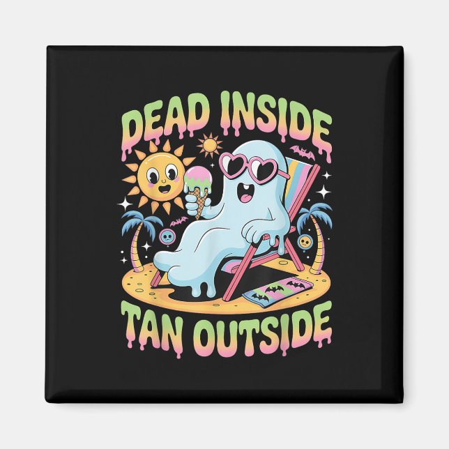 Död Inuti Solbränd Utanpå Rolig Spök Summerween  Magnet (Framsidan)