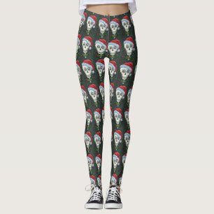 DÖD KALLELSE JULSKALLE, JUL SKELETT HUMOR LEGGINGS