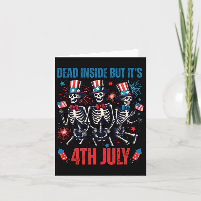 Död men den 4 juli Dancing Skeleton U Kort (Framsida)