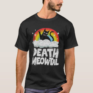 Död Meowtal Cat Rainbow Retro Kids Goth Funny De T Shirt