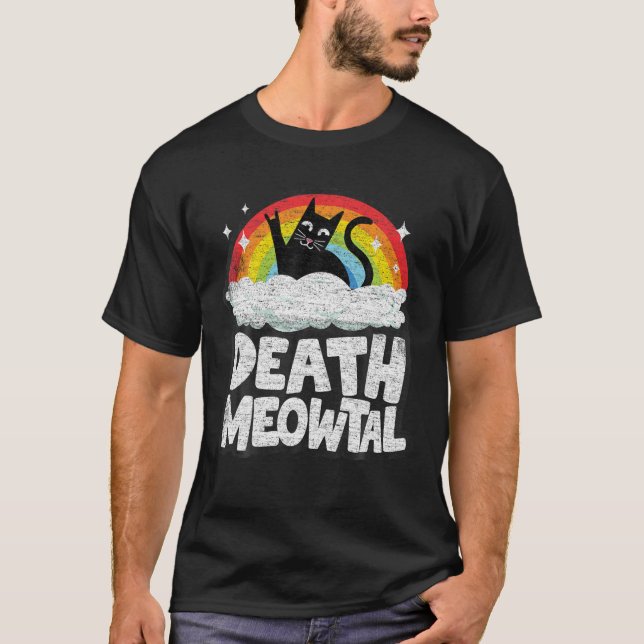 Död Meowtal Cat Rainbow Retro Kids Goth Funny De T Shirt (Framsida)