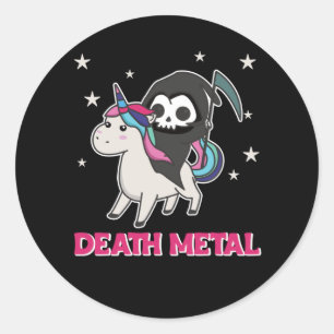 Död Metall - Död - Riding Unicorn Funny Unicorn Runt Klistermärke