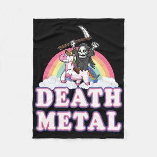 Död Metall Funny Rainbow Grim Reaper Unicorn Shir Fleecefilt
