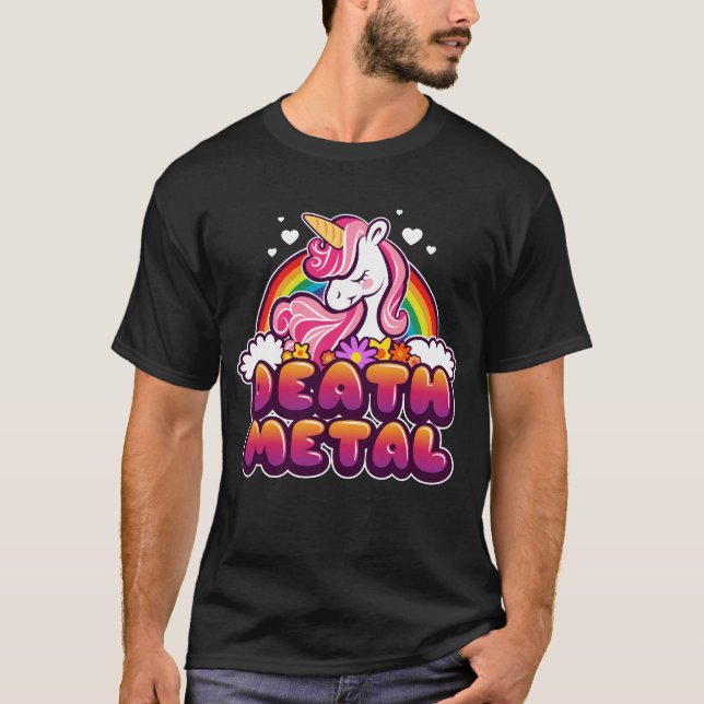 Död Metall Funny Rainbow och Unicorn Gift T Shirt (Framsida)