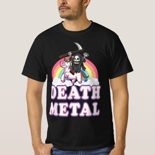 Död Metall Rock musik Rainbow Grim Reaper Riding T Shirt (Framsida)