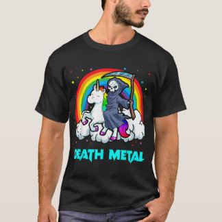 Död Metall Shirts Unicorn Rainbow Grim Reaper Hea T Shirt